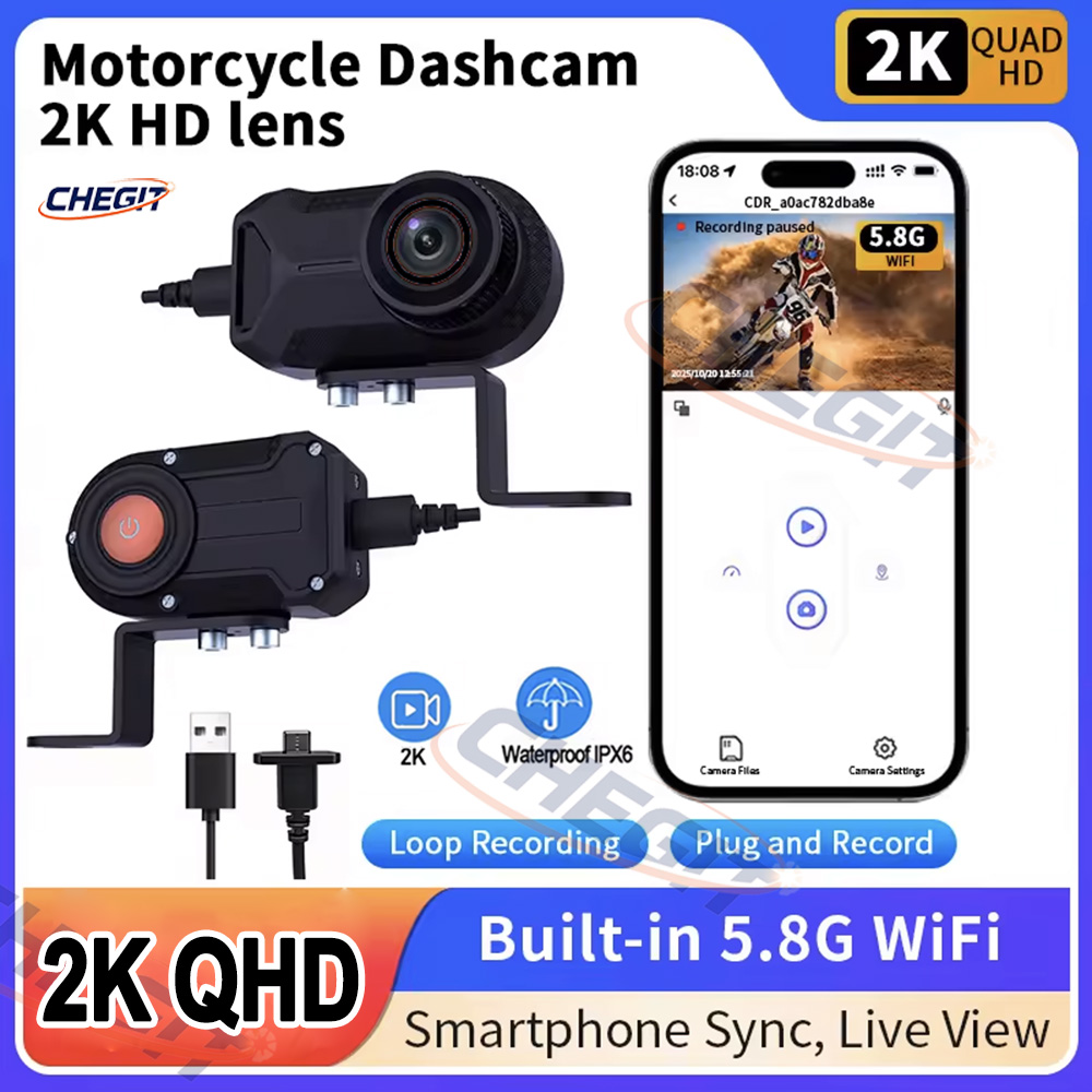 Compact Camera Mirrorless - Motorcycle DVR 2K HD WiFi With