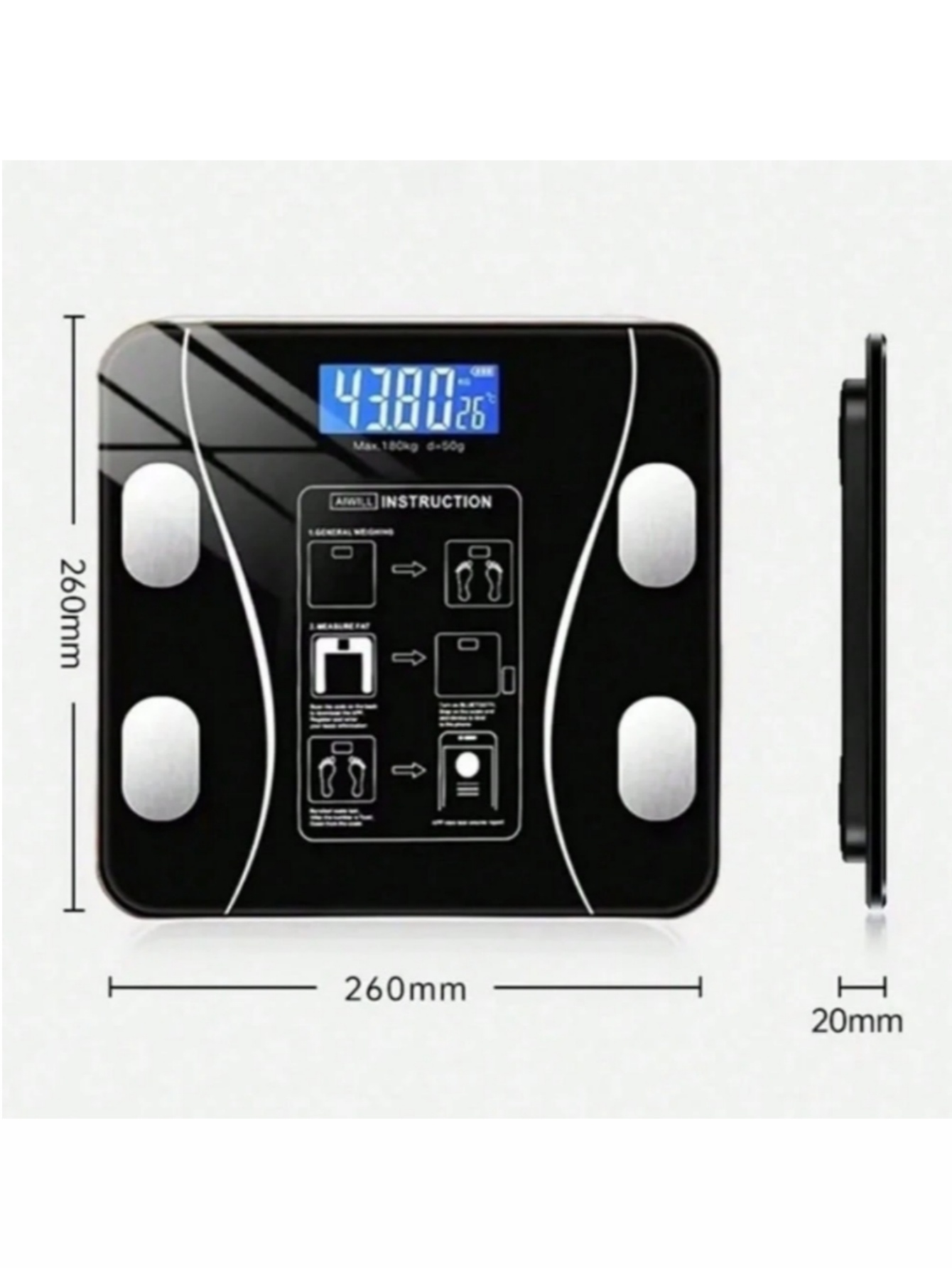 High Precision USB Rechargeabl - Body Fat Scale Smart 评论和价格