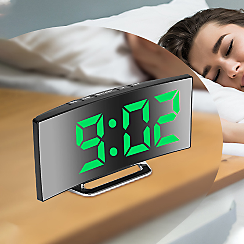 LED Digital Alarm Clock Curved - Electronic Gadgets For Home 评论和价格