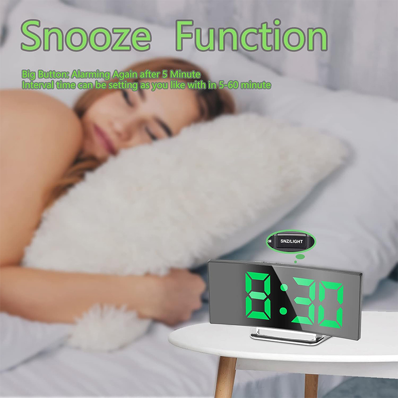 LED Digital Alarm Clock Curved - Electronic Gadgets For Home 评论和价格